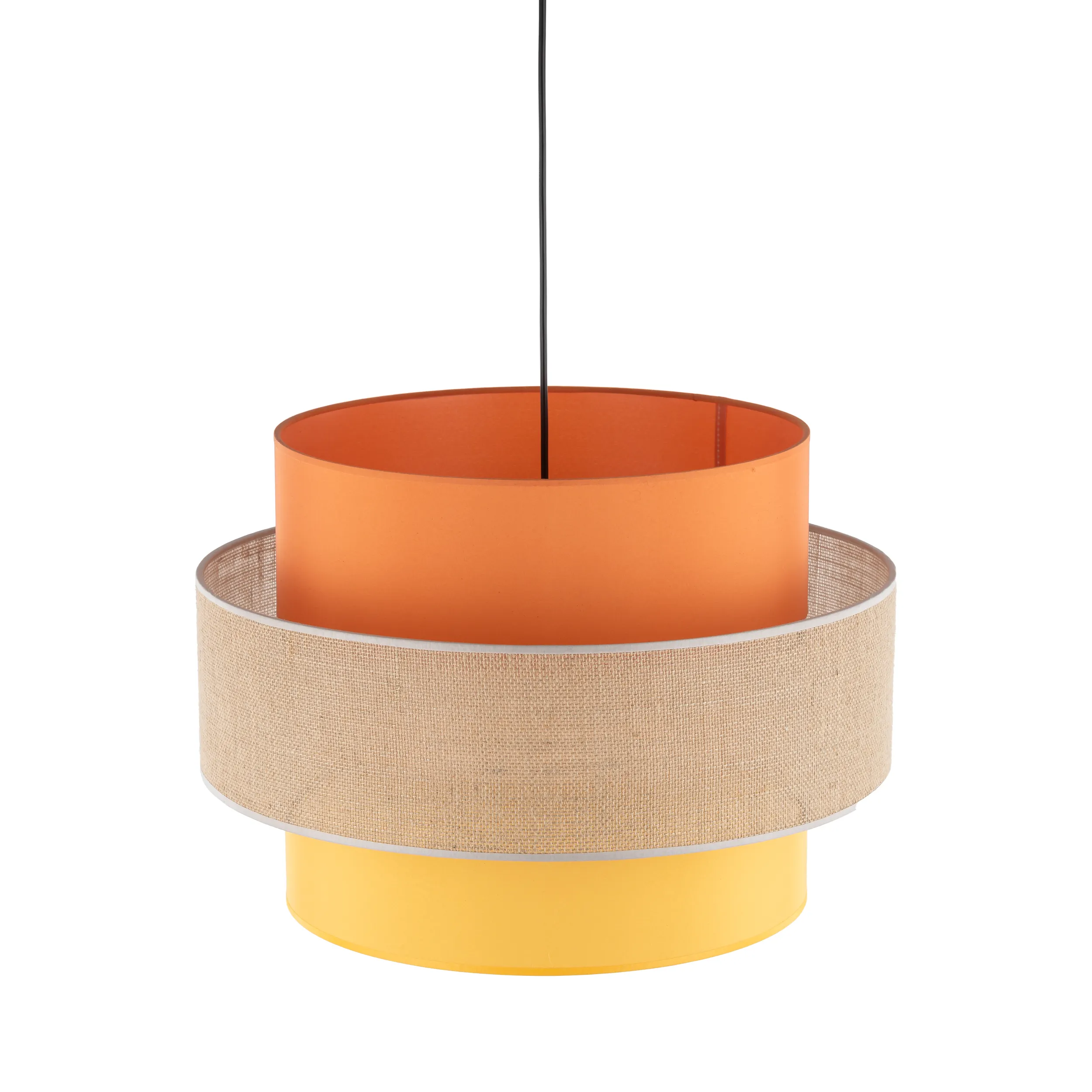 Lampa wisząca TRIO JUTA MIX wielokolorowa brązowa pomarańczowa żółta na czarnej podstawie i przewodzie 160x50cm - TK_2783