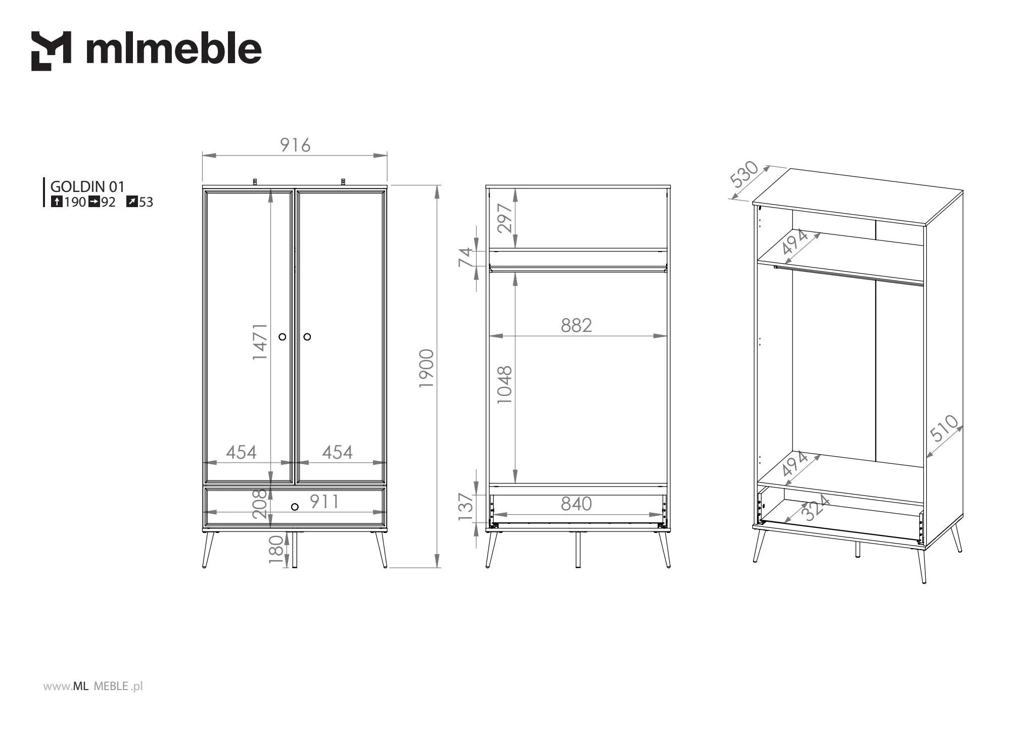 37414-szafa-goldin-01-bialy-polysk-na-zlotych-nogach-ml-meble image