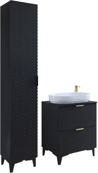 Szafka pod umywalkę LAURA wisząca z 2 szufladami 60 cm - czarna - 30W3NM47