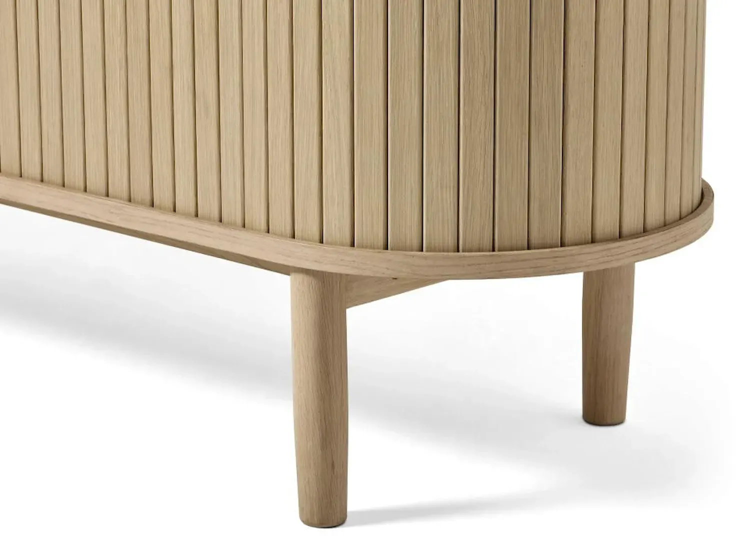 Szafka RTV 2-drzwiowa META 180 cm z lamelami dąb biały - UN_50692560