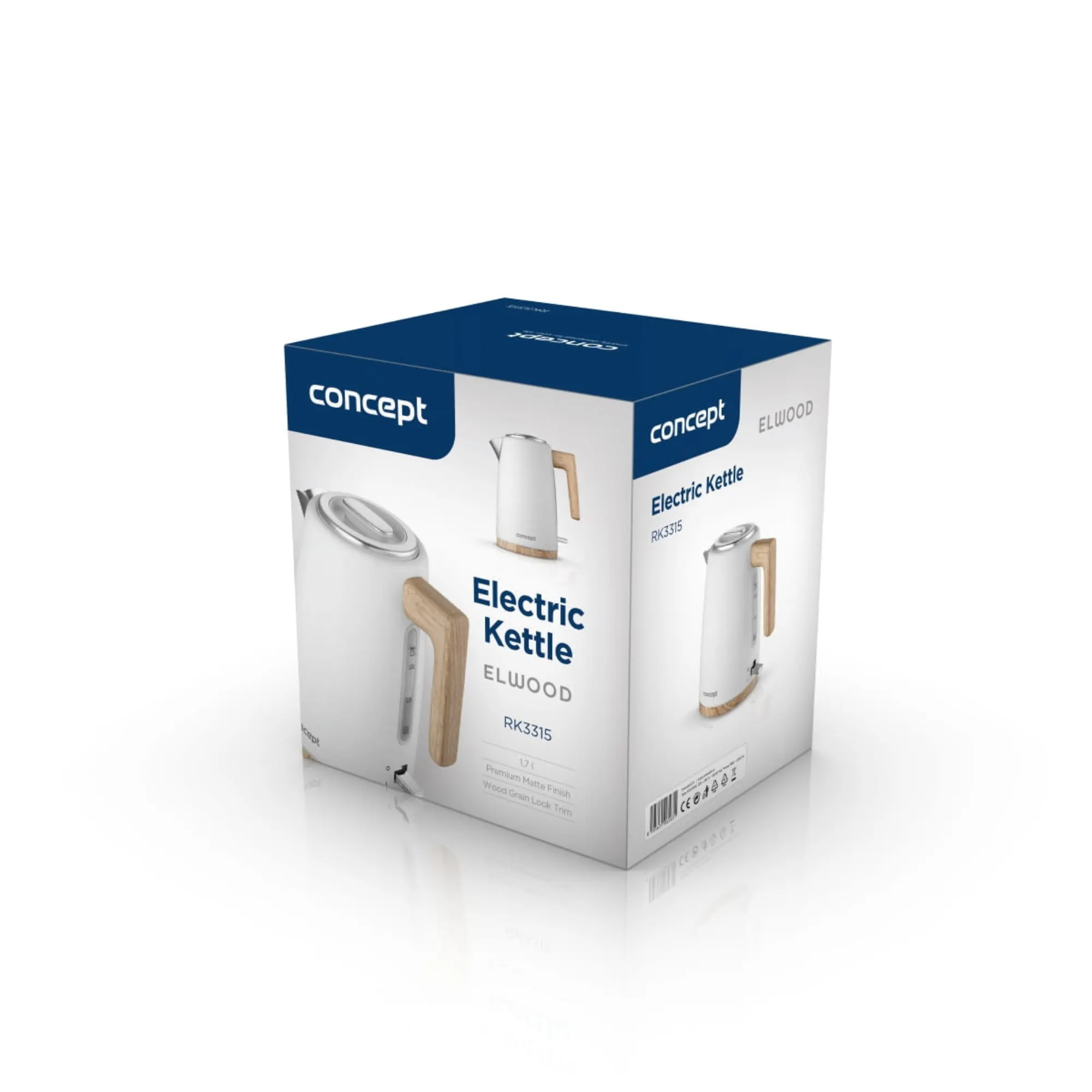 image electric kettle, kettle, wood handle, white, box packaging
