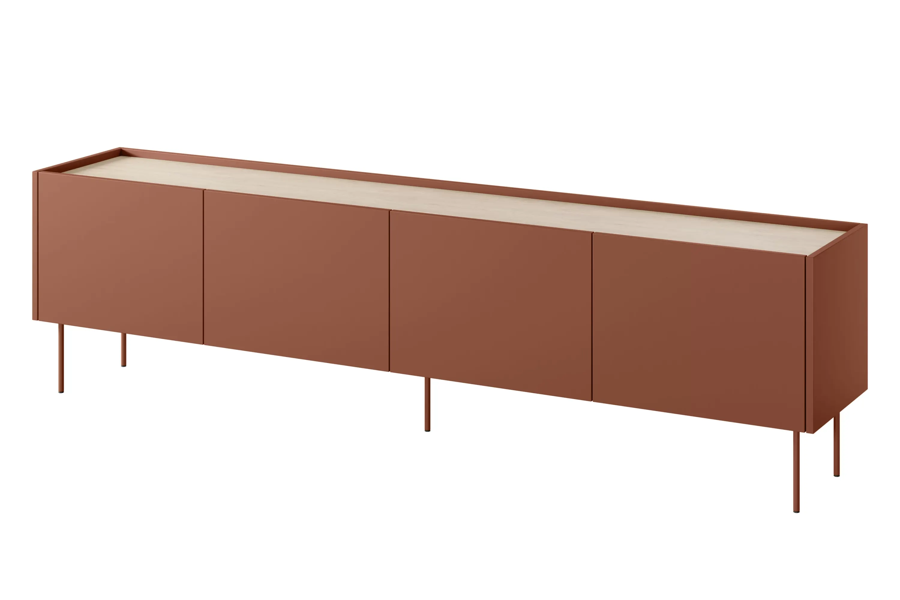 Szafka RTV DESIN 220 4D - ceglany czerwony - dąb nagano