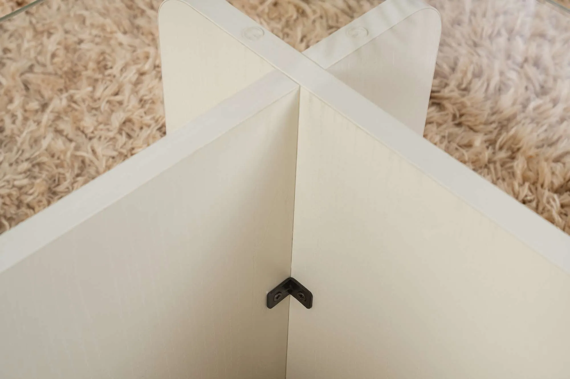 Stolik kawowy FLAVIO 65x105 cm biały efekt drewna transpatentny - ASI_353NRD1115