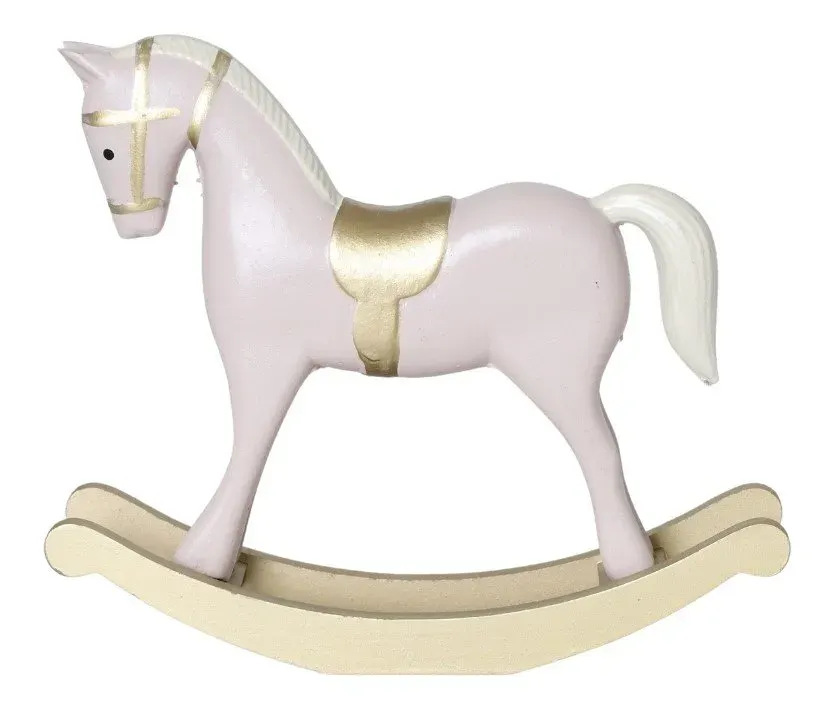 Drewniany koń na biegunach ŚREDNI beżowy