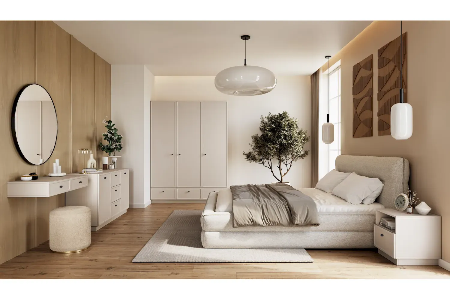 Komoda 2-drzwoiowa z 3 szufladami LORINI 150 - cashmere gałka czarna cokół - B_166763