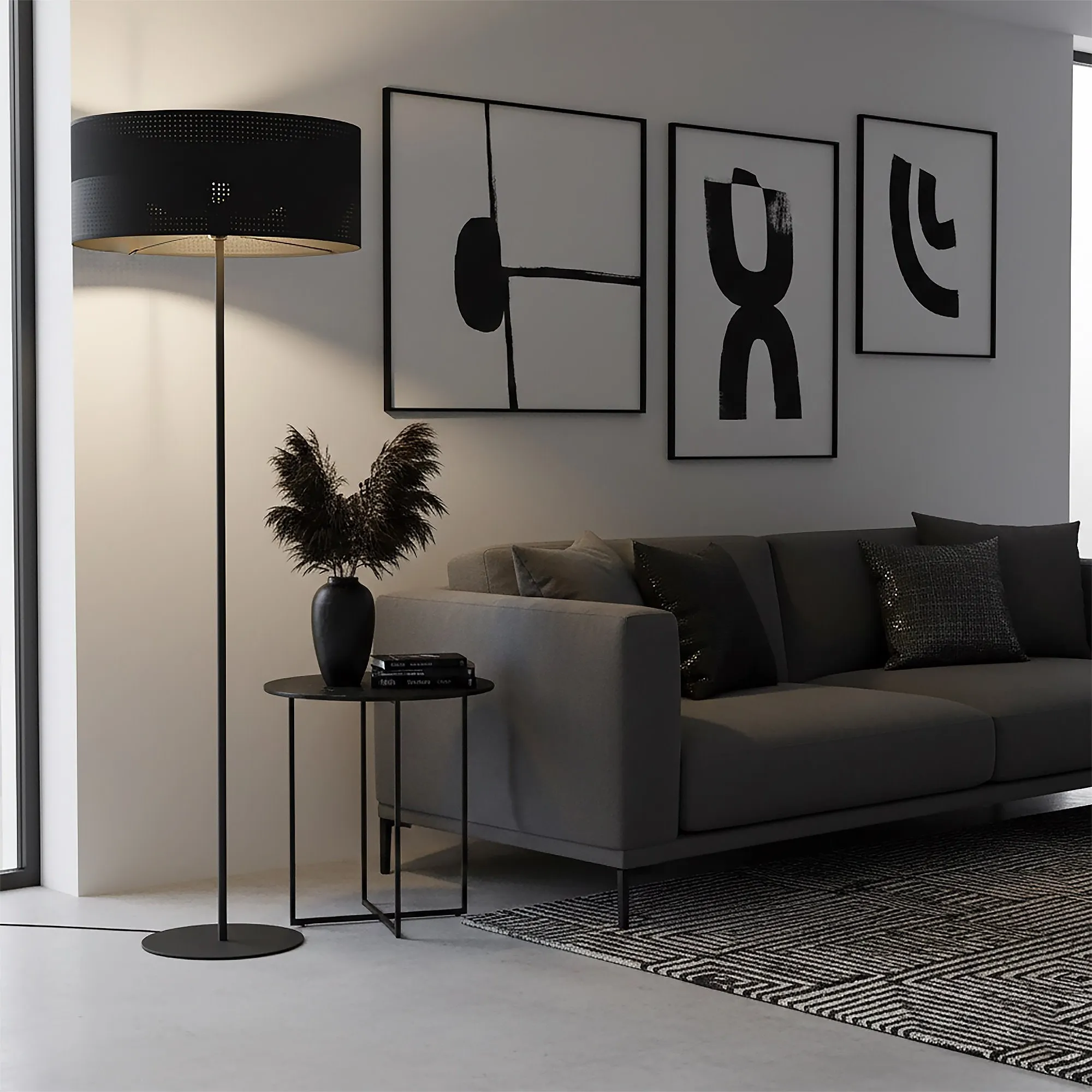 Lampa podłogowa KARBON LP1 BLACK z abażurem czarna - 1651/LP1