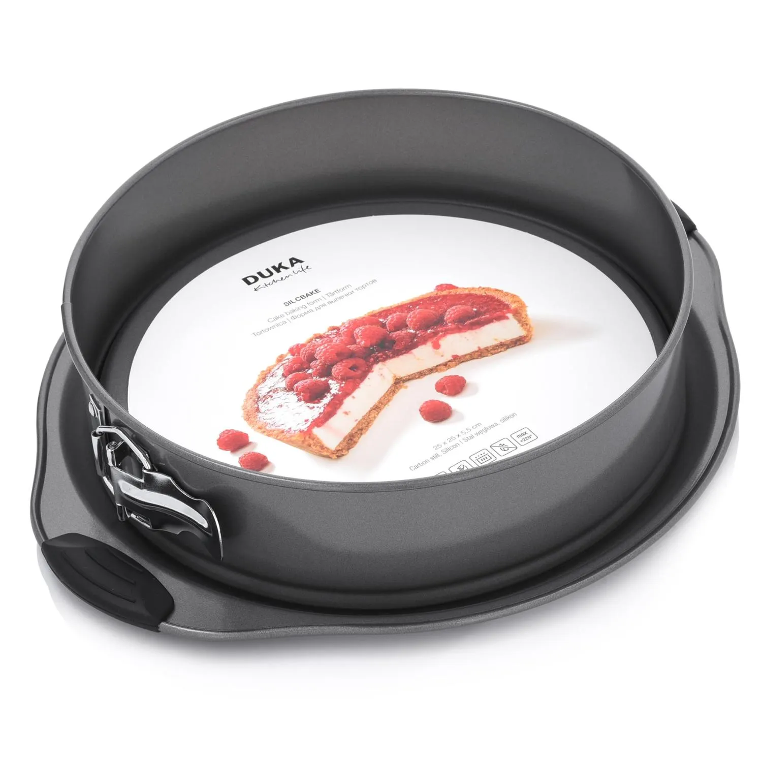 image forma tortownica, tarta próżniowa, pieczony spód, metalowa zapiekanka, kolor szary