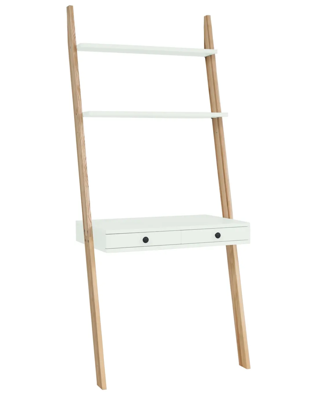 Biurko pionowe z szufladami i półkami LENO 79x183 miętowt blat/jesionowe nogi