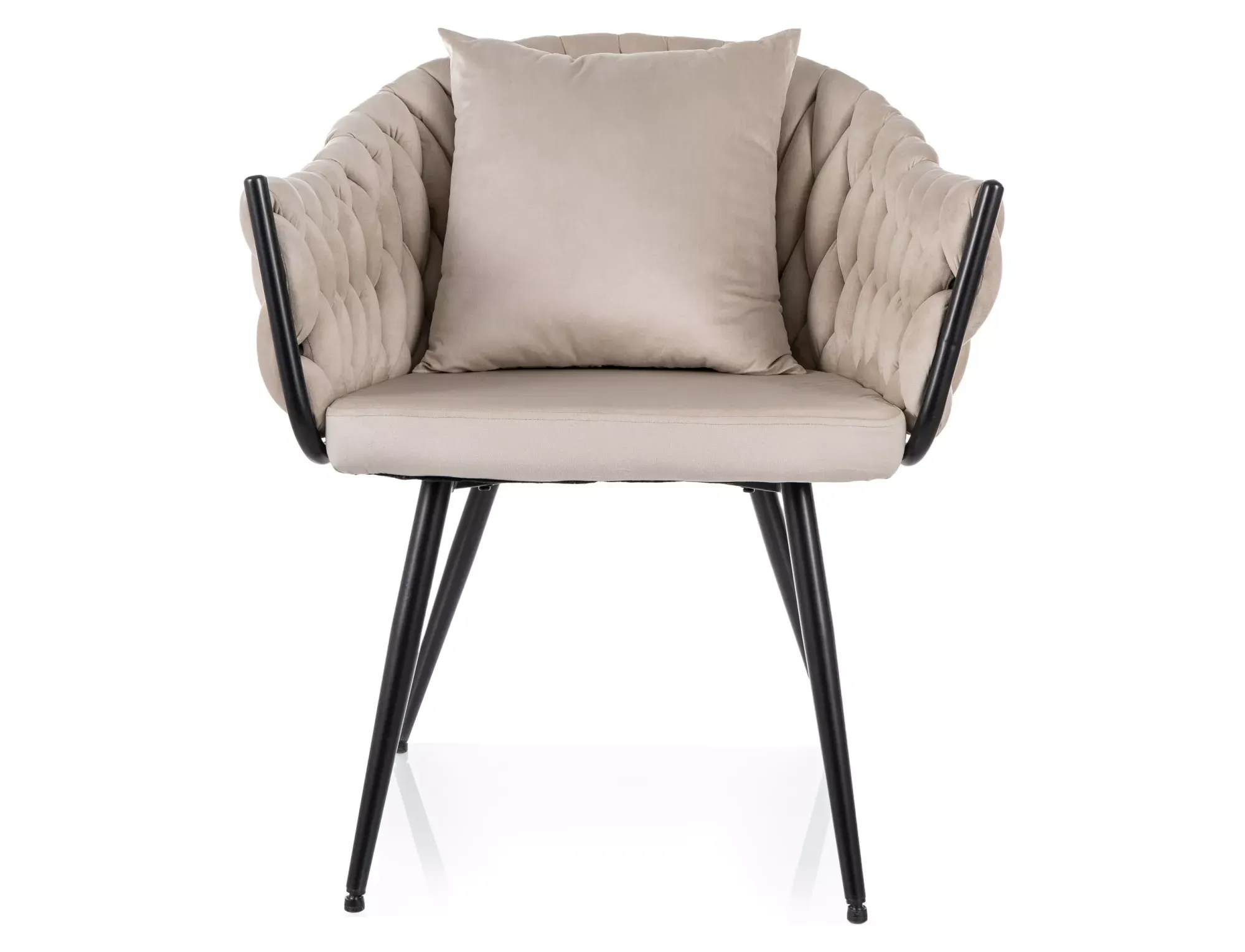 Krzesło tapicerowane NUVO VELVET aksamitne jasnobeżowe/czarne nogi - NUVOVCJBE