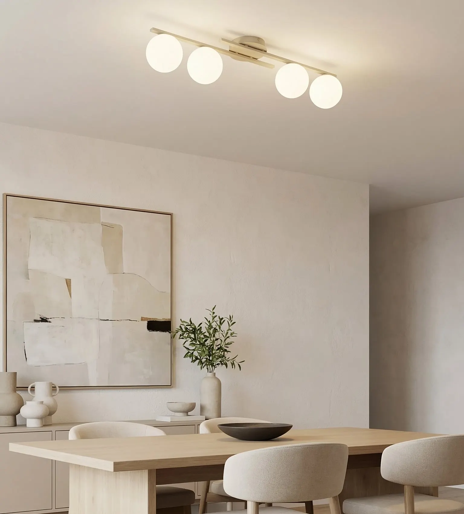 lampa sufitowa, oświetlenie, modernistyczne, kuchnia jadalnia, neutralny kolor