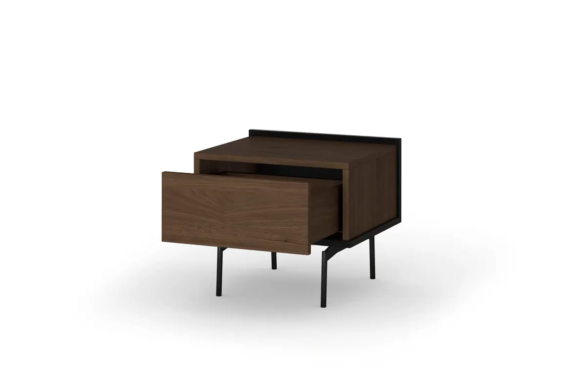 Szafka nocna z 1 szufladą ZENAR 50 cm orzech elegant czarny