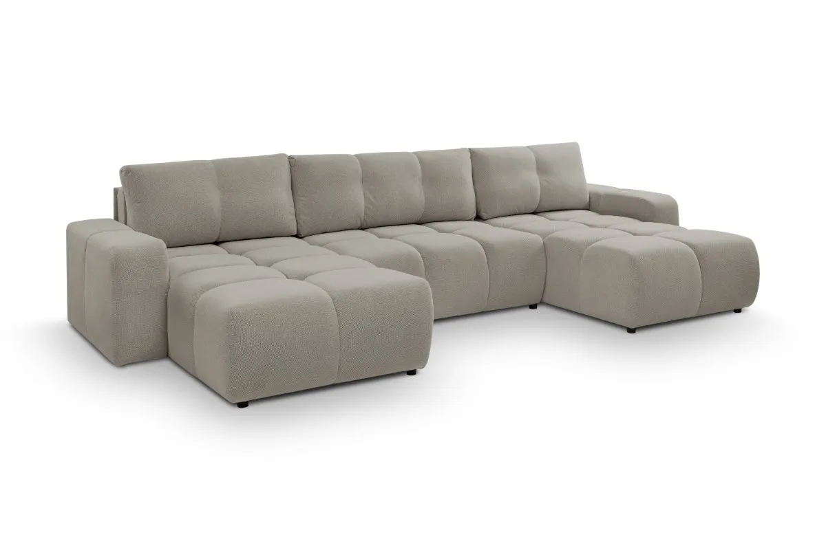 Narożnik rozkładany z pojemnikiem SOHO U CURIO 395 cm pikowany szary Meble, Kanapa