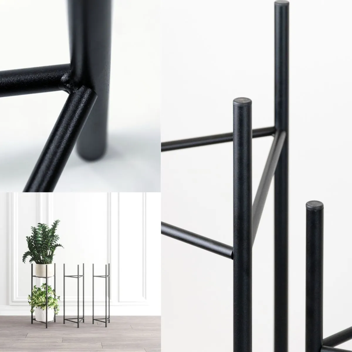 Kwietnik-stojak na donice metalowy SENS L czarny - LD_TZ000019