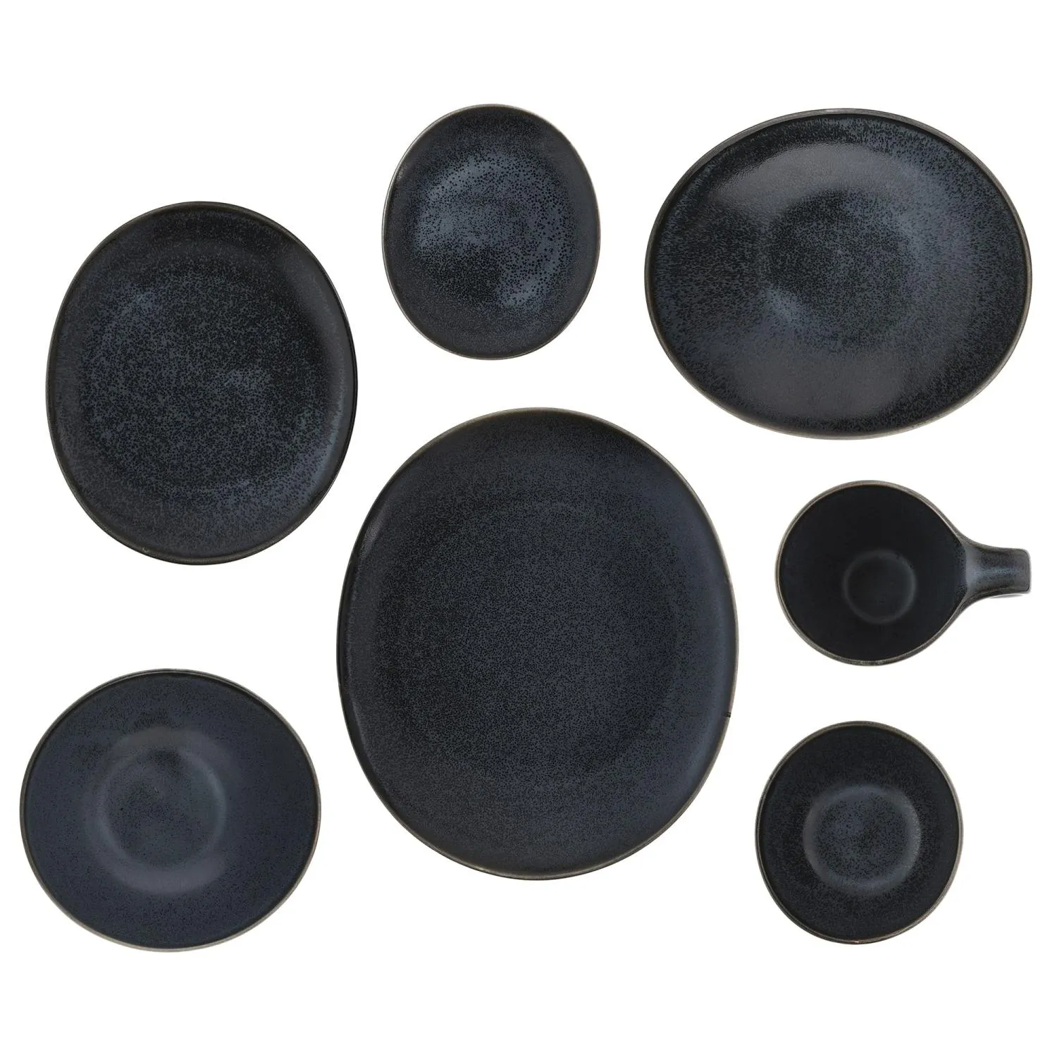 image naczynia, zestaw talerzy, czarne, glazurowane, ceramiczny zestaw
