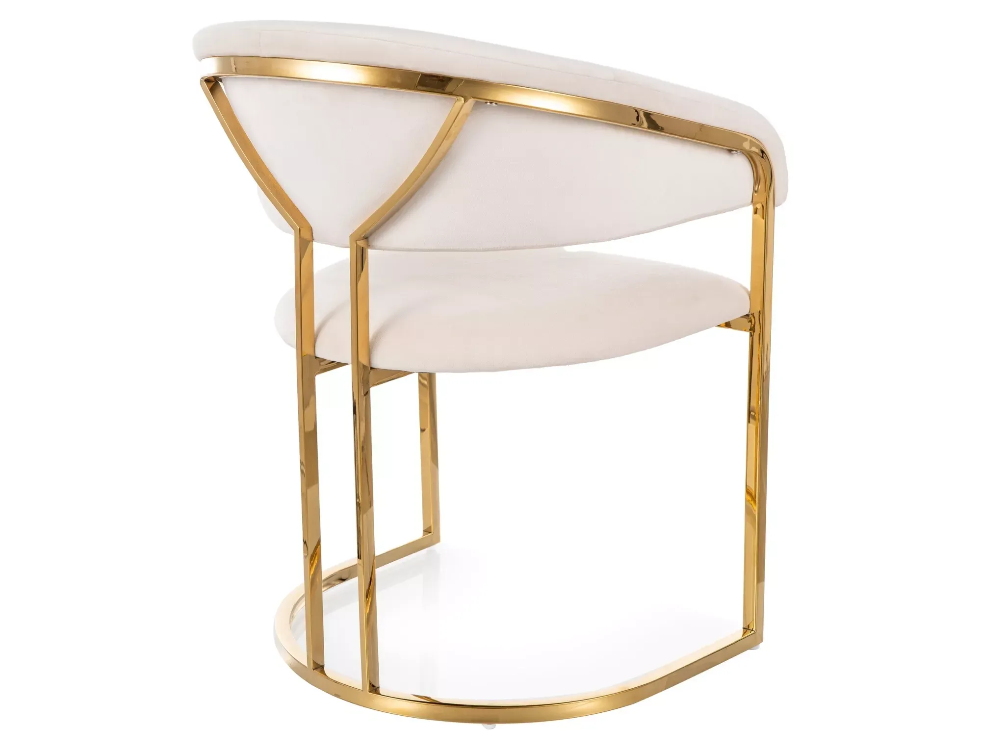 Krzesło tapicerowane TULIPE VELVET jasnobeżowe/złote nogi - TULIPEVZLJBE