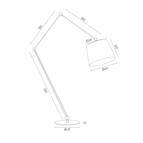 Lampa podłogowa ZAKYNTOS BIS metalowa chromowana biała regulowana 200x150cm - 3953