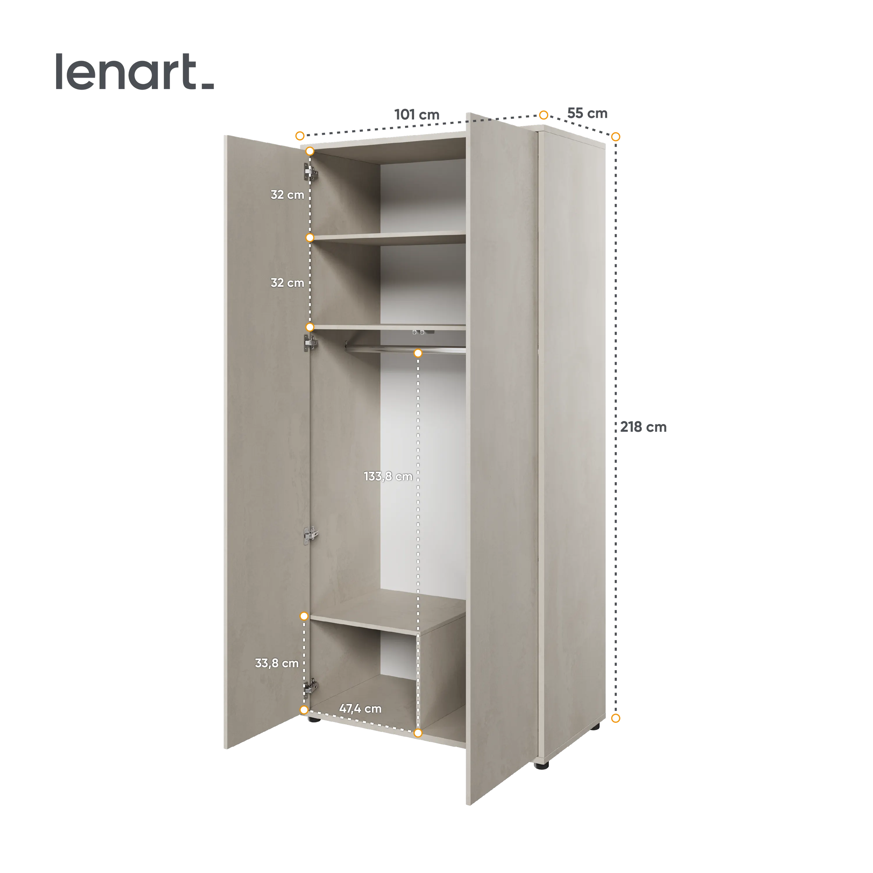 Szafa 2-drzwiowa Teen Flex TF-01 szara - TF1SF