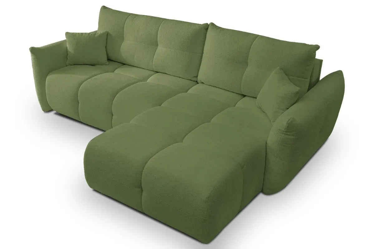 Narożnik rozkładany z pojemnikiem BASE SICURIO 257 cm L/P pikowany zielony - BASE_NAR_SICURIO20