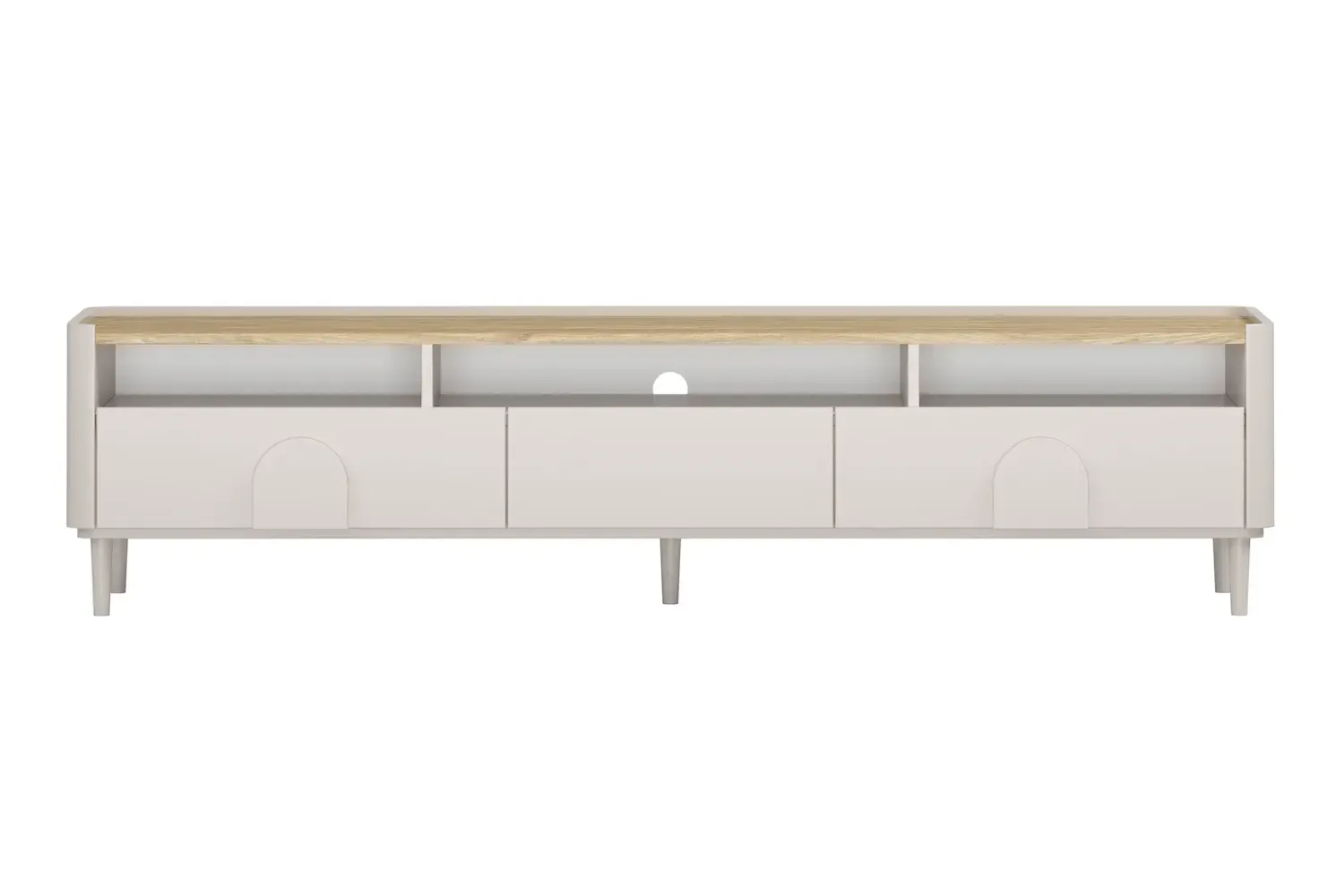 Szafka RTV z klapą i 2 szufladami AMILIO 200 - cashmere dąb olejowany uchwyty cashmere nogi cashmere - B_169220