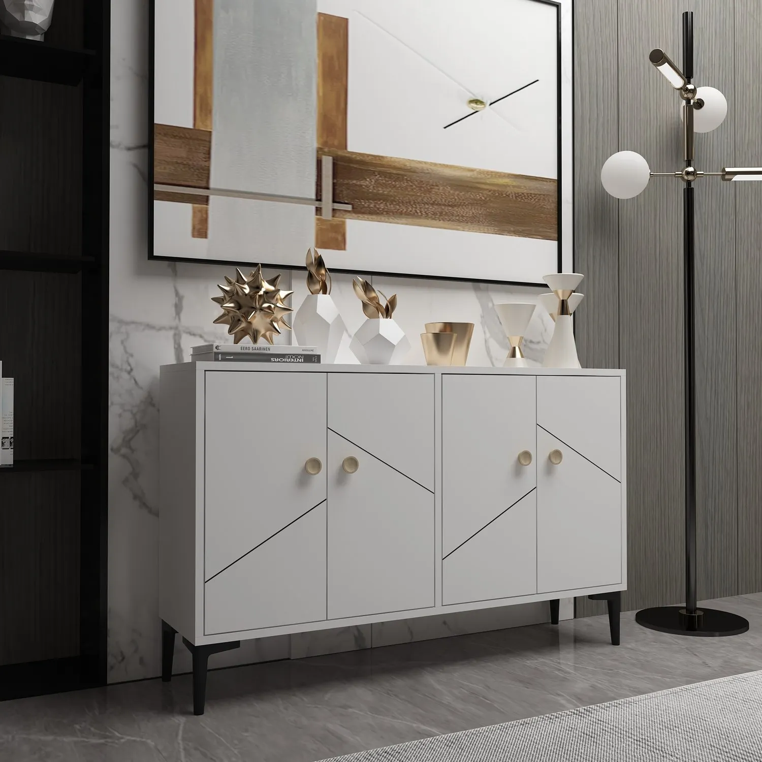 Szafka RTV 4-drzwiowa CRIA 120 cm biała - ASI_327ODS1136