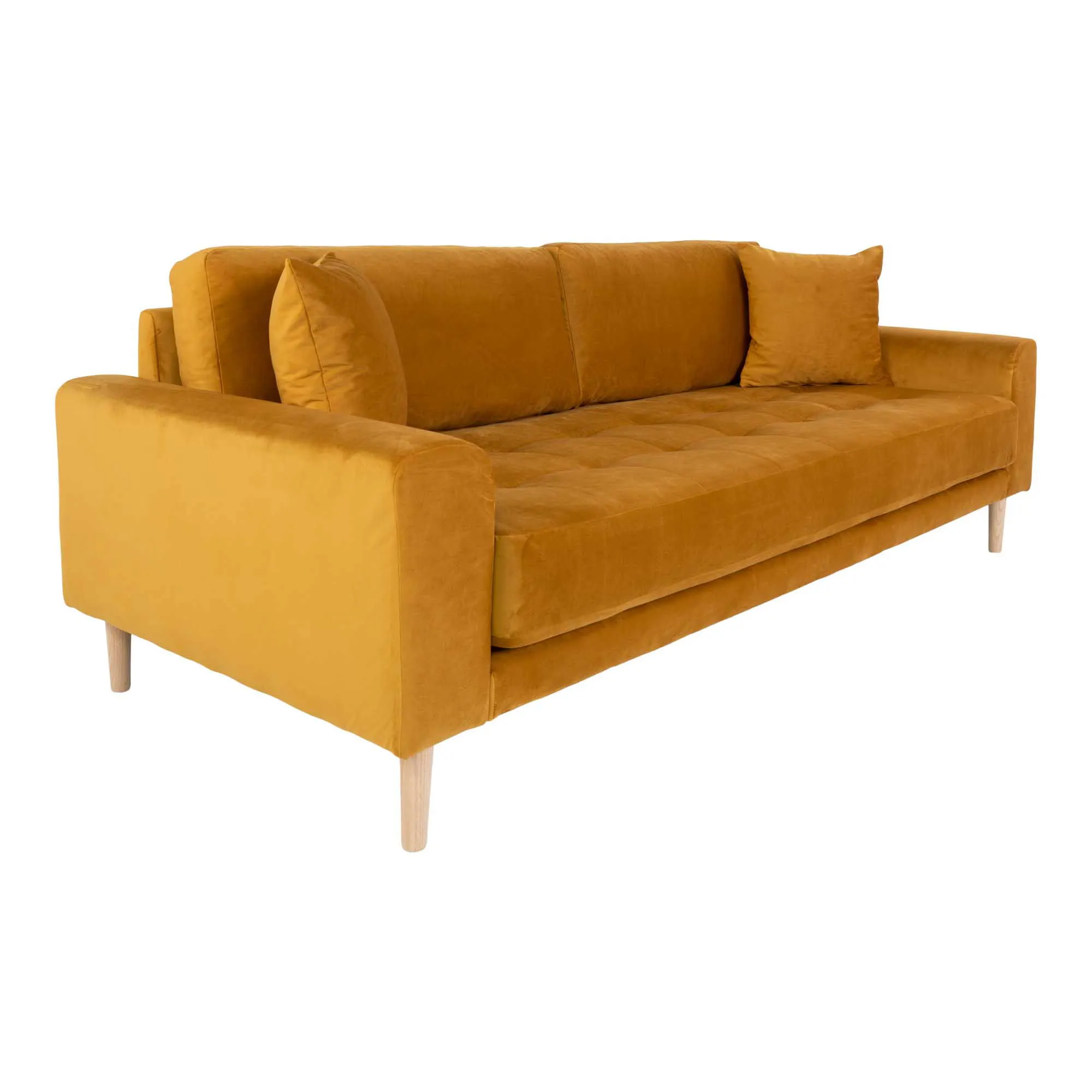 Sofa wypoczynkowa LIDO 3-osobowa 210 cm - musztardowy, naturalny - 1301444