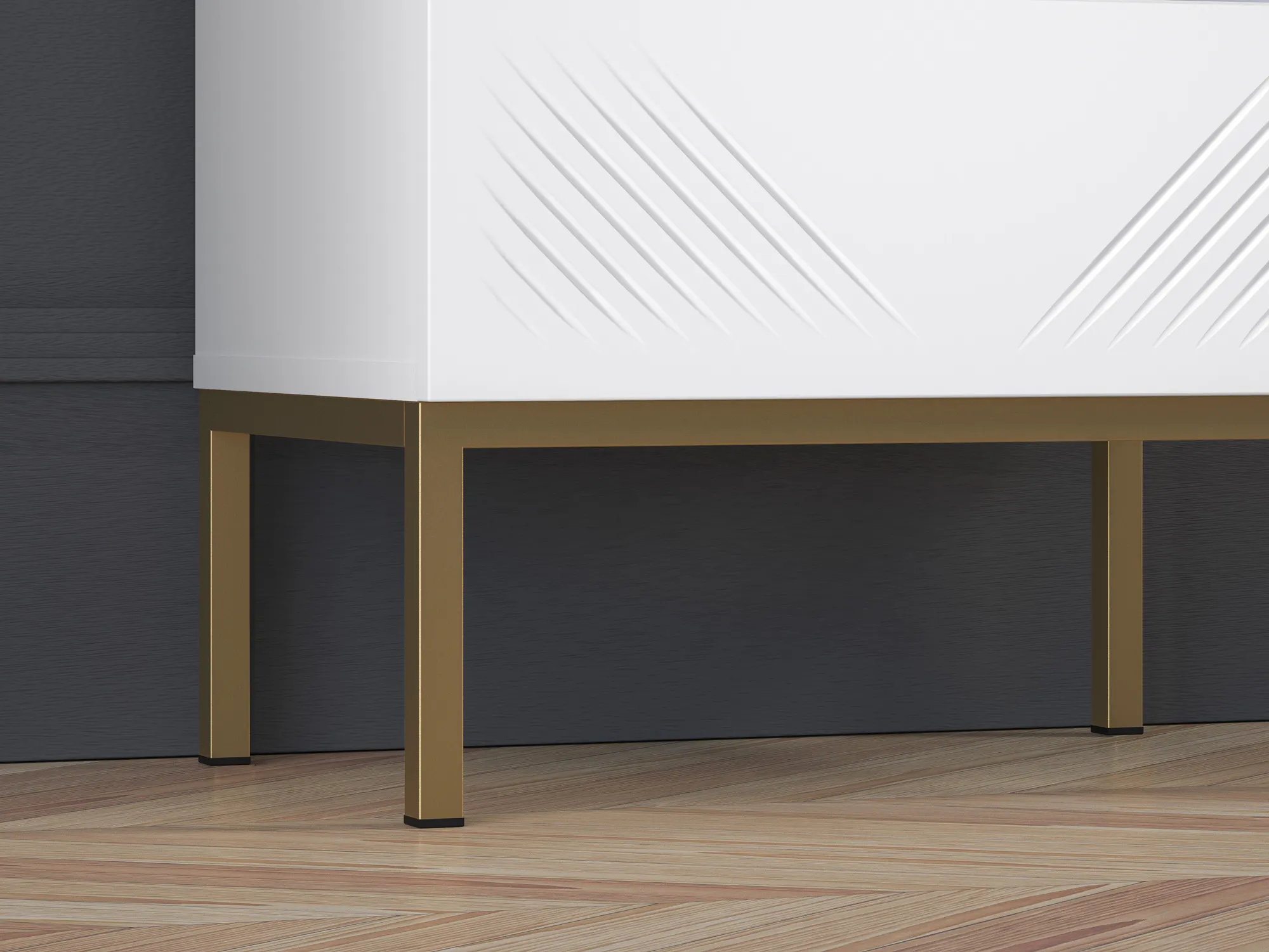 Szafka nocna z szufladą Clearing 05 biały alpejski, podstawa-złoty - 1CLEA05-001-03