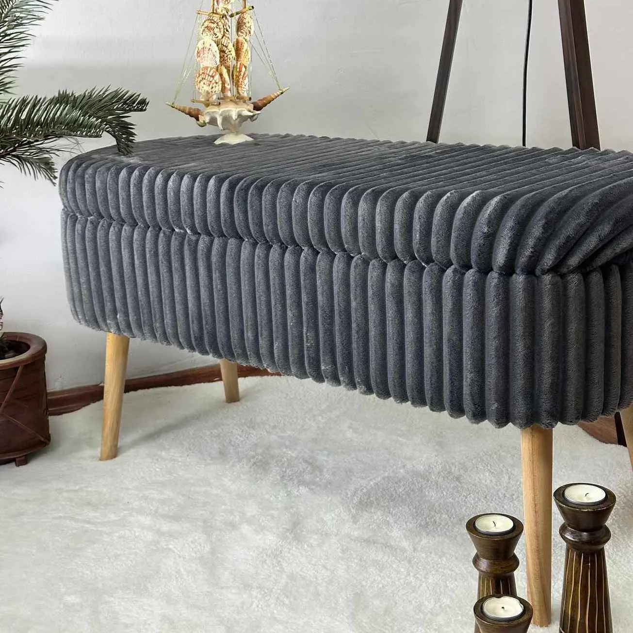 image sofa, pufa, fotel, tkanina, szary