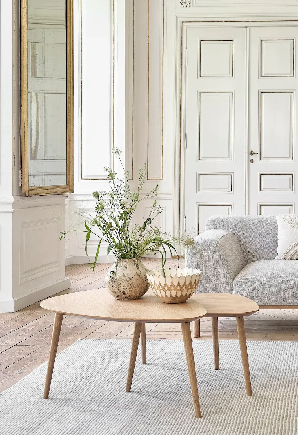 Zestaw stolików kawowych ADDA 2szt. (41x70cm - 45x100cm) - dąb naturalny - UN_48592780