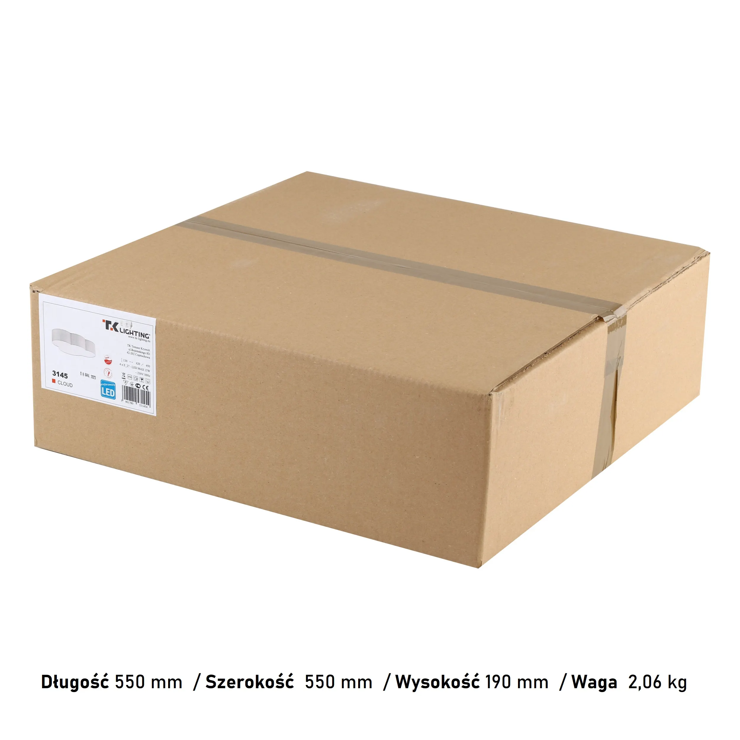 Plafon / Kinkiet CLOUD szary z białym kloszem w kształcie chmury 62x45x13cm - TK_3145