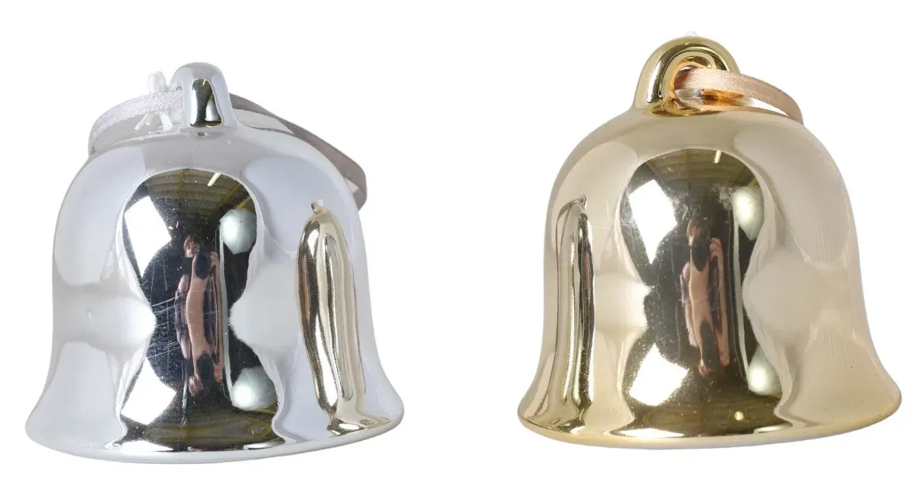 Zawieszka ceramiczna DZWONECZEK 2 sztuki srebrno-zlote