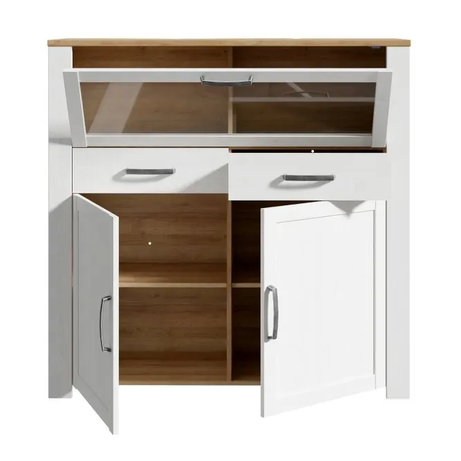 Witryna barek z witryną i szufladą CHISBURY - dąb riviera, modrzew jasny sibu - BHLK321-M482