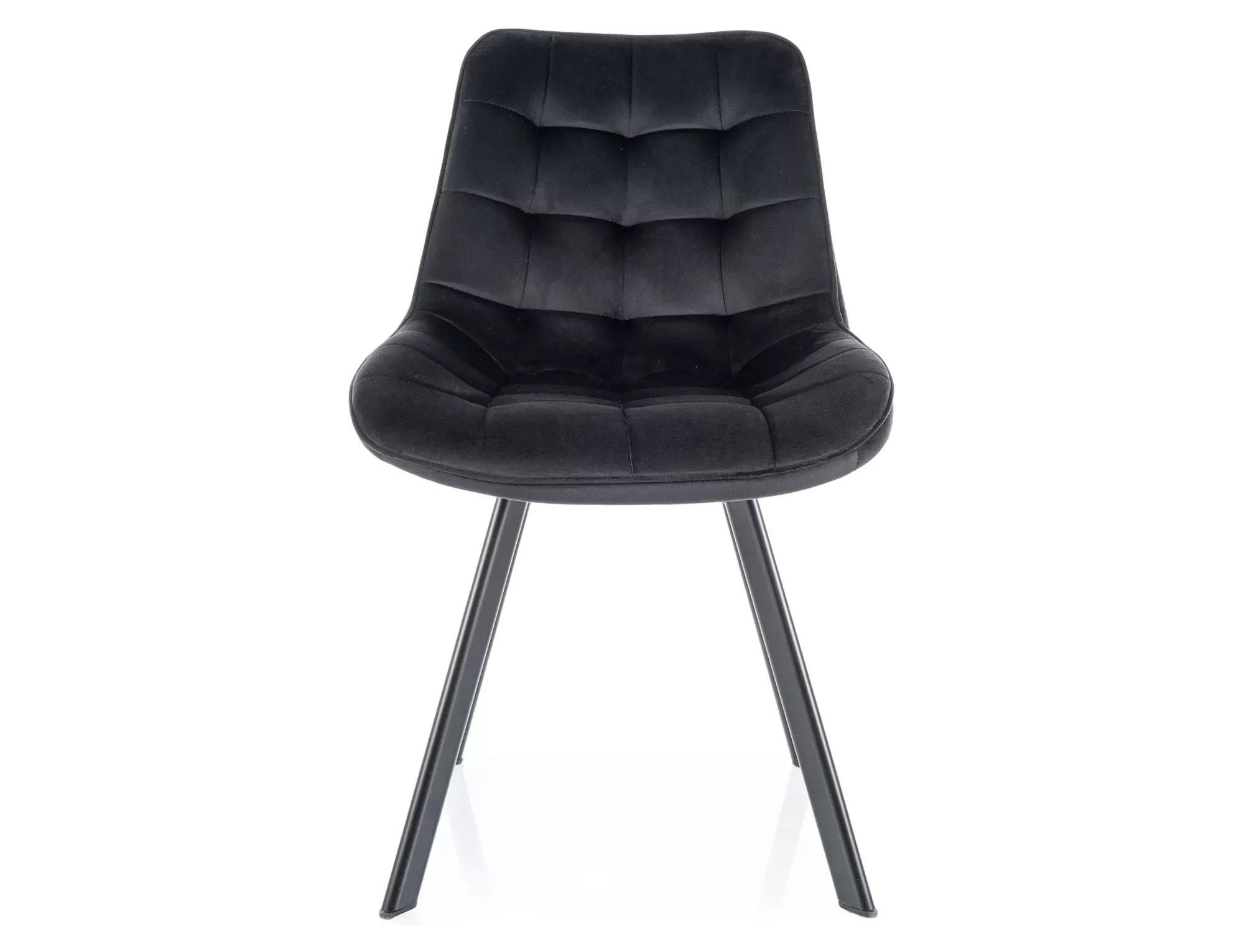 Krzesło tapicerowane MONTI VELVET pikowane czarne na czarnych nogach - MONTIVCC