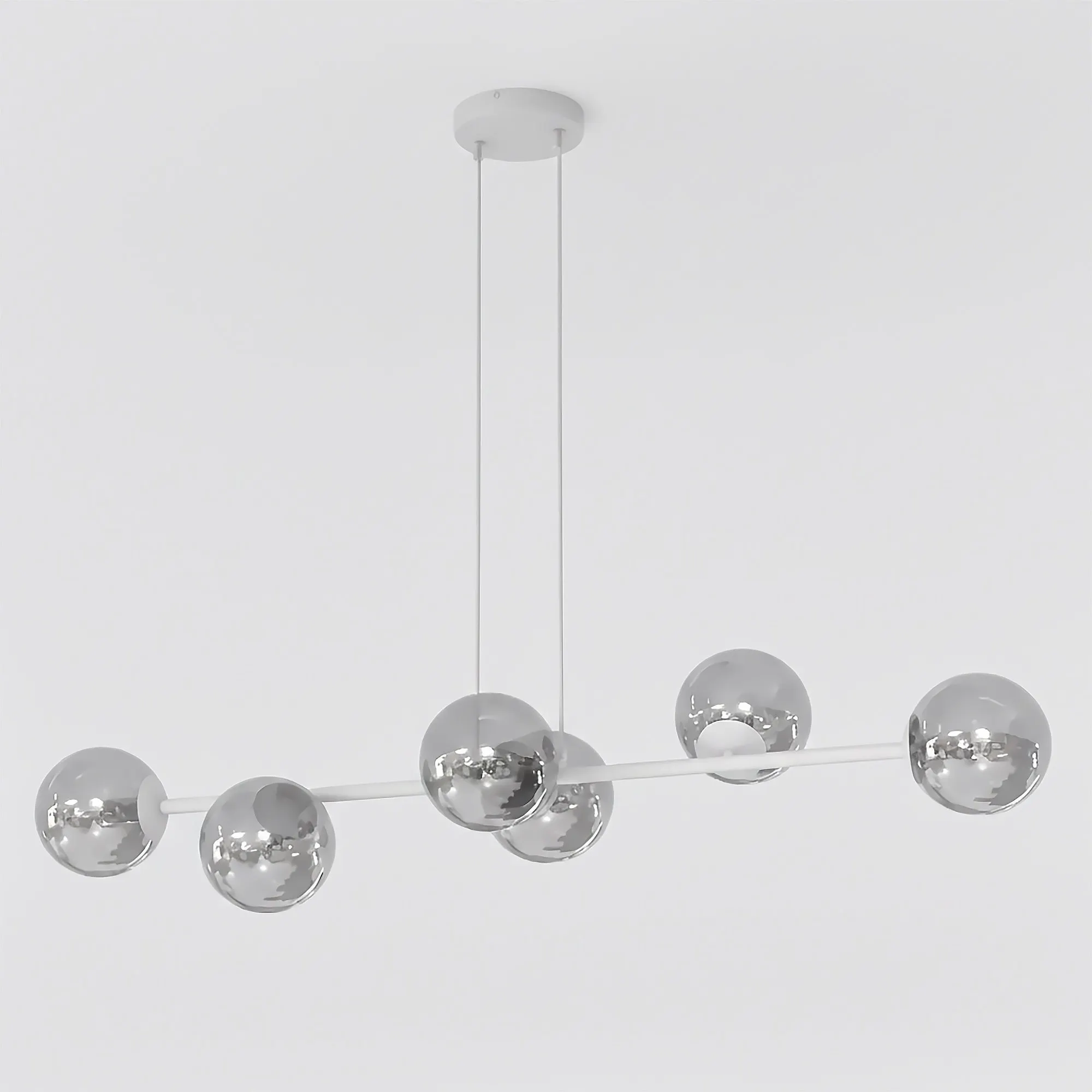 lampa wisząca, kule, metal, srebrny, styl nowoczesny