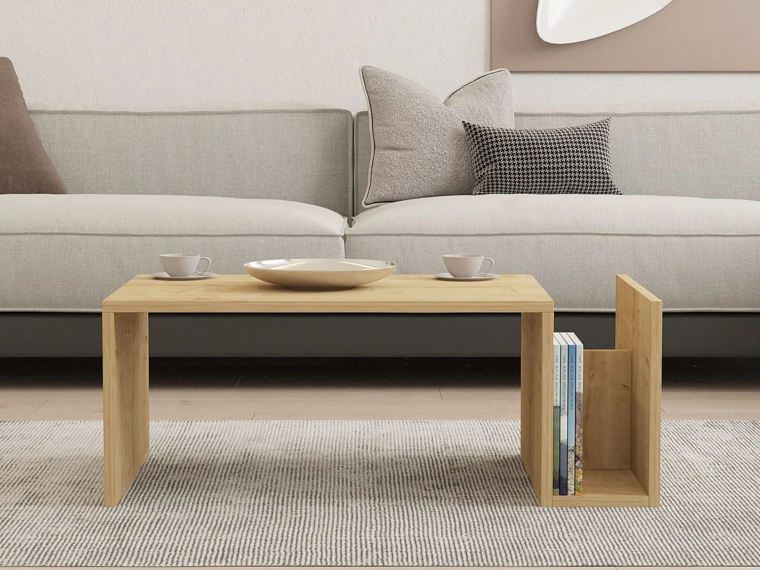 Stolik kawowy drewniany z dolną półką MEMO 87x50x32 kolor dąb sapphire - ASI_495SSE1119