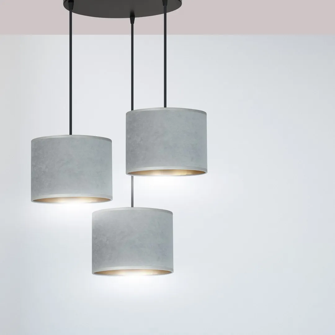 Lampa wisząca HILDE 3 PREM czarny szary — zdjęcie 9