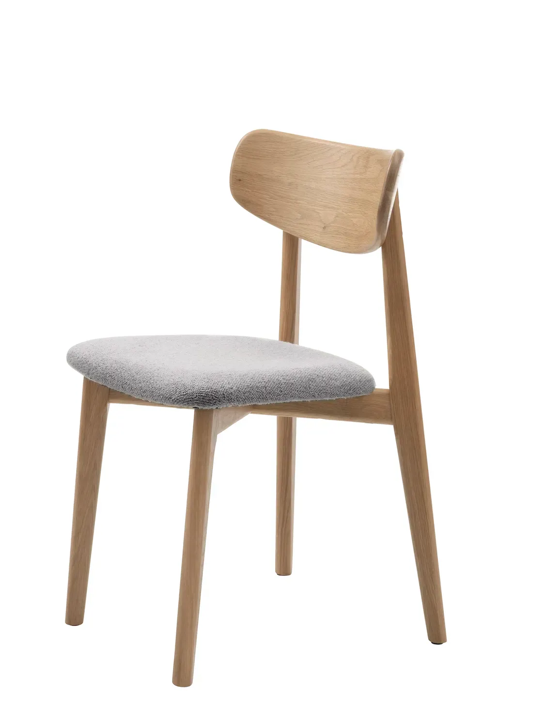 Krzesło drewniane ELIM z tapicerowanym siedziskiem - szary, naturalny