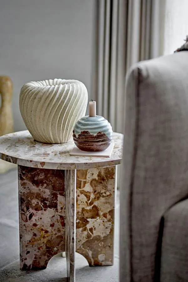 stolik, stolik kawowy, marmurowy blat, świecznik, plaster ceramiczny