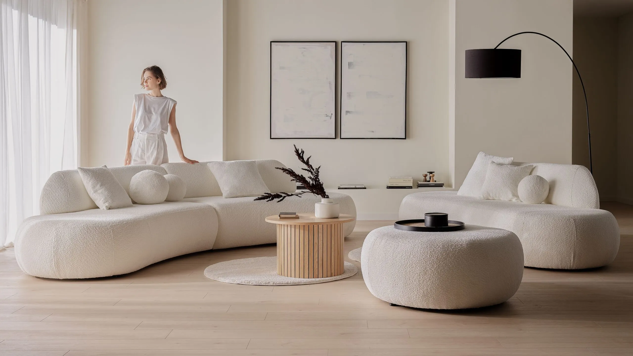 Sofa modułowa SOUL ARMLESS - tkanina Abriamo 04 kremowy
