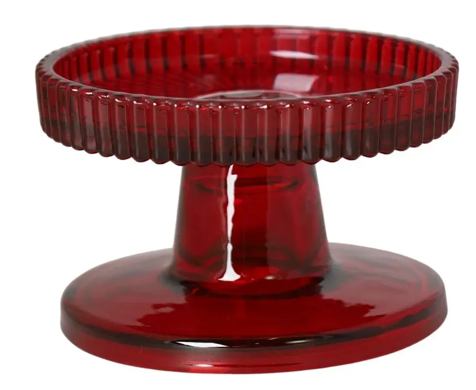 ŚWIECZNIK szklany niski 5712 czerwony