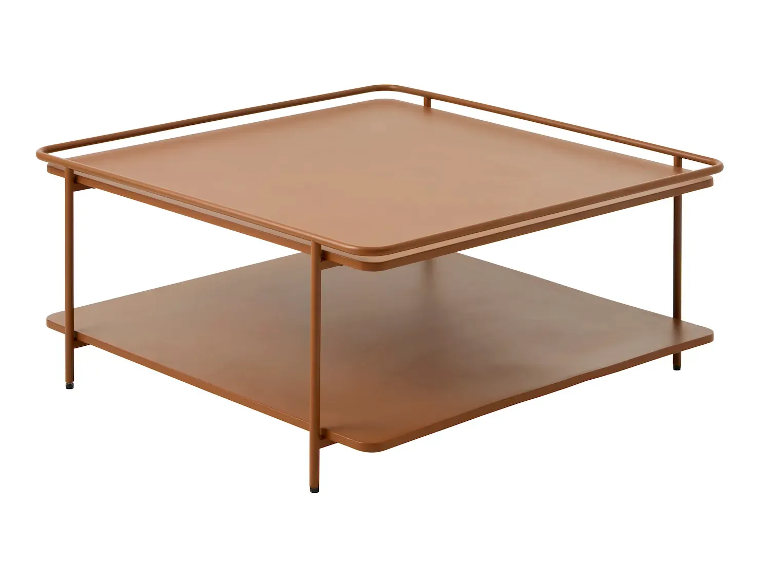 Stolik kawowy metalowy YUBA z półką 75x75 cm - ceglasty