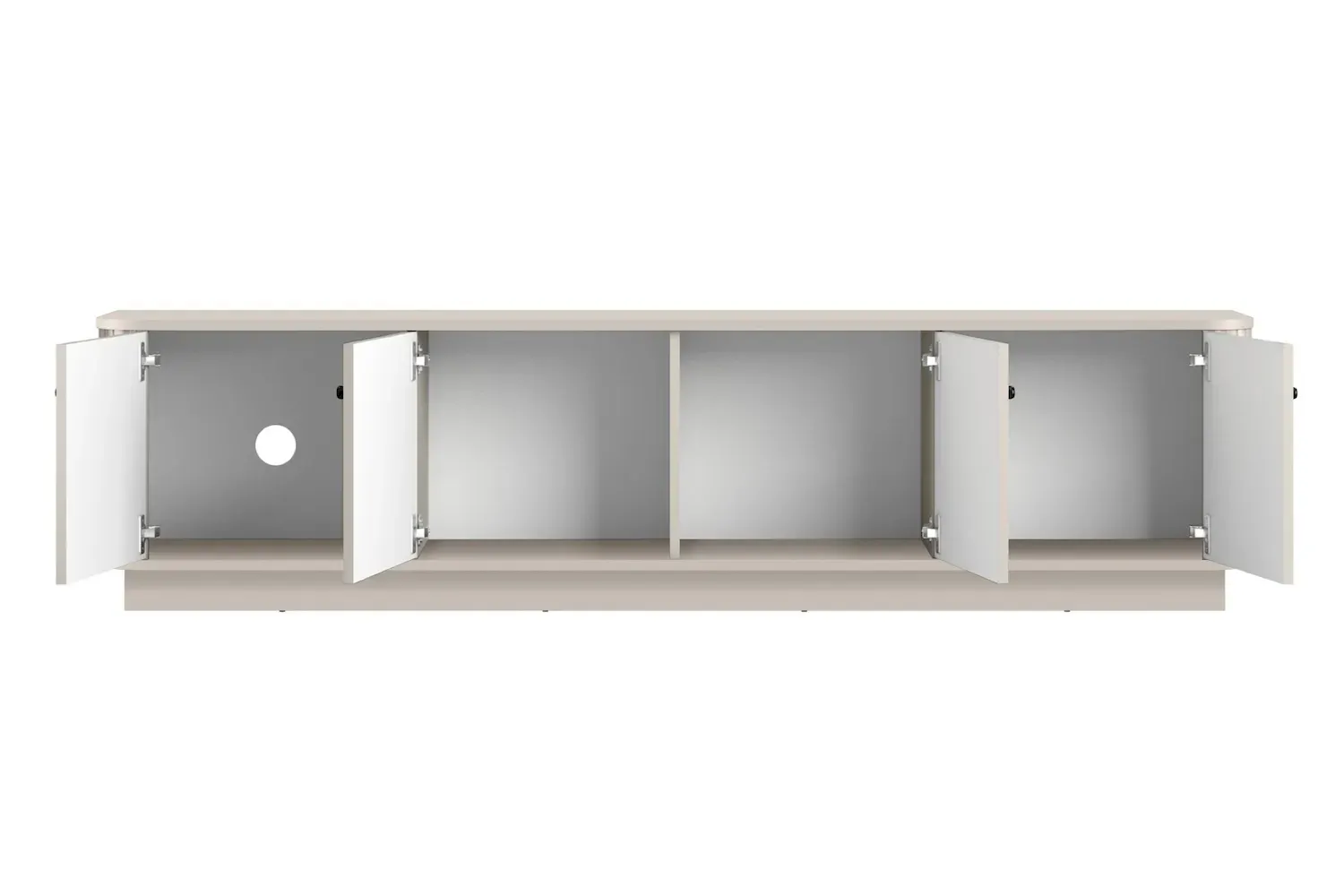 Szafka RTV 4-drzwiowa VESPER ryflowany front - cashmere czarne uchwyty cokół - B_169452