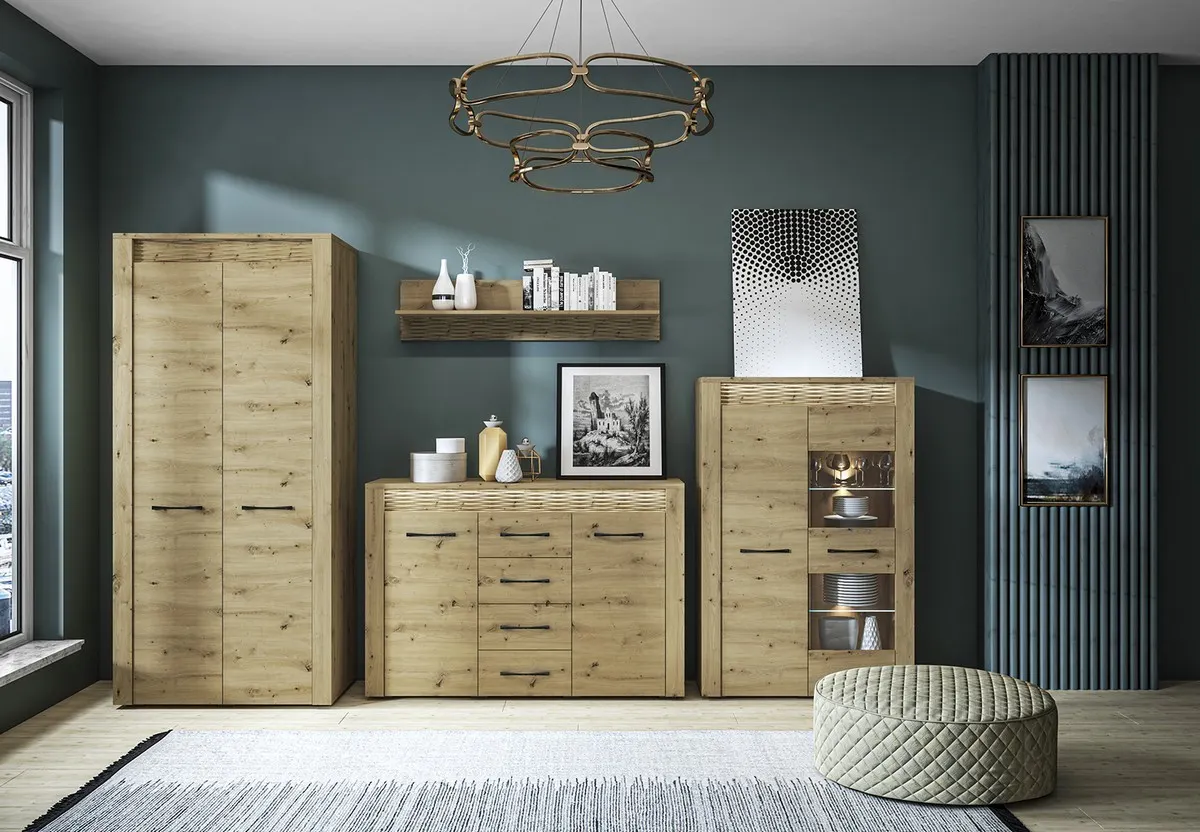 Witryna nIska 2-drzwiowa ARTIS 05 z oświetleniem, dąb artisan - 1ARTI05-001