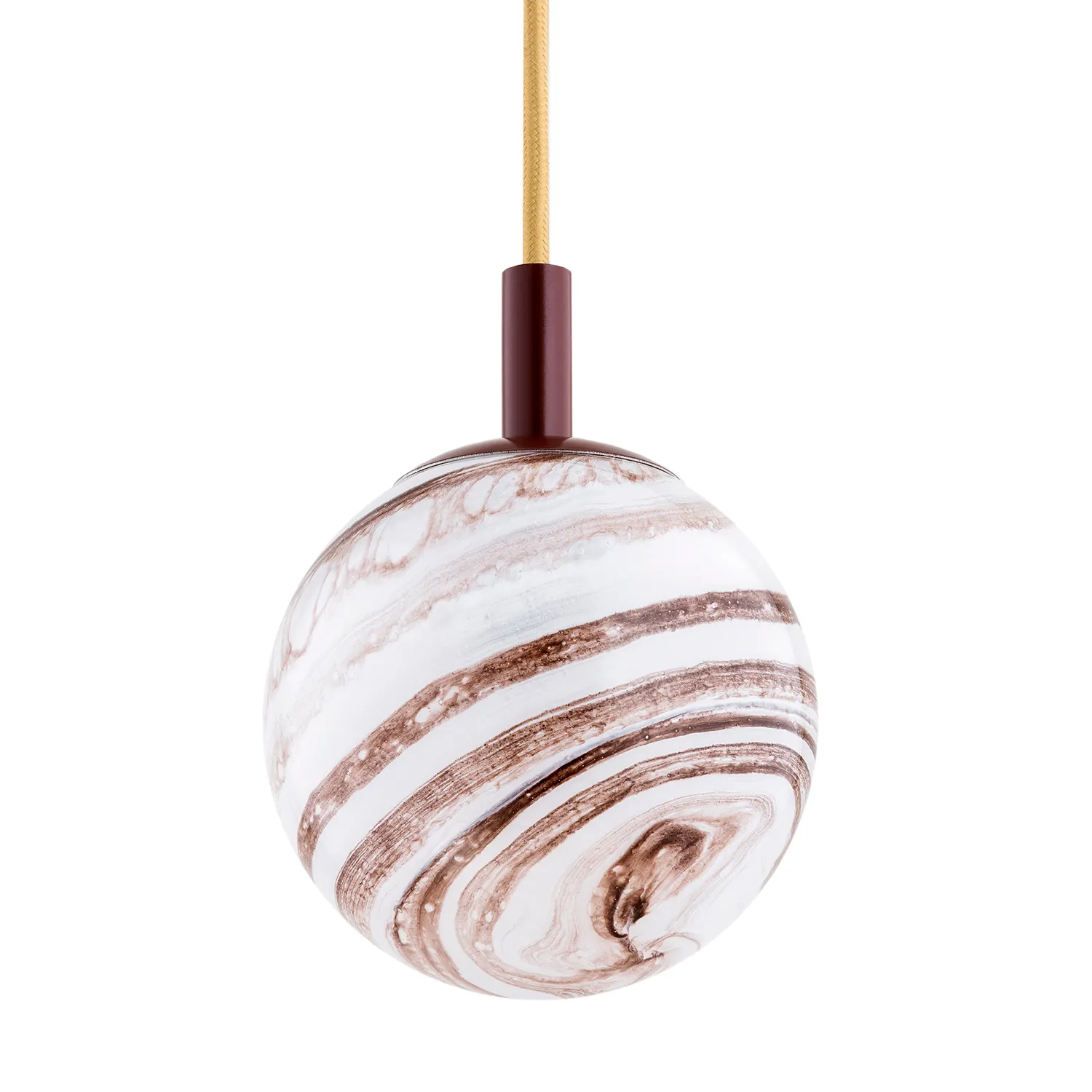 Lampa wisząca ALMIROS brązowa biało-brązowy marmur złoty przewód 135x12cm - 8452