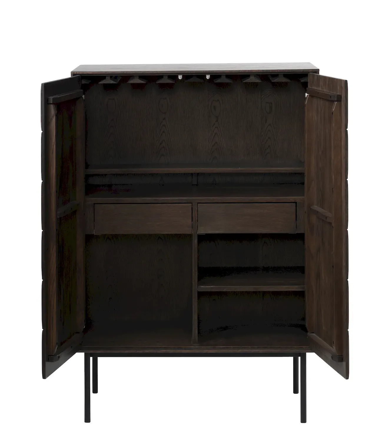 Komoda wysoka- barek LATINA 2-drzwiowa z 2 szufladami - ciemny efekt drewna - UN_42093186