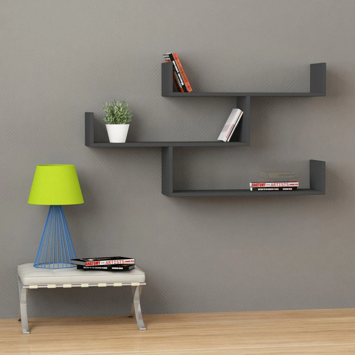 Pólka ścienna TIBET 120 cm antracytowa — zdjęcie 2