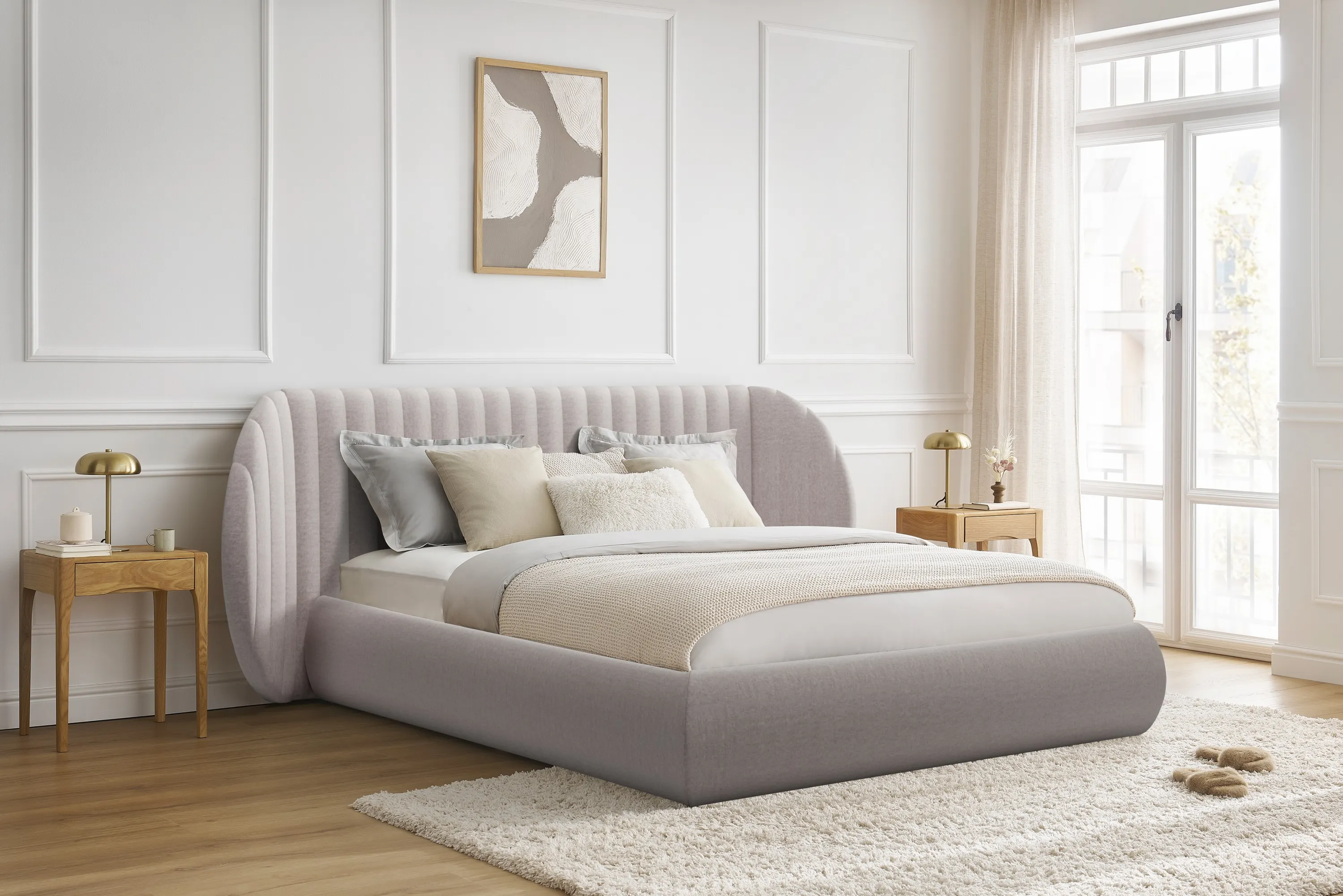 Łóżko Galin z pojemnikiem / 140x200 / Maya 01 - kremowy - B_158499