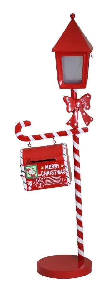 SKRZYNKA NA LISTY metalowa Z LATARNIĄ LED 7375 czerwono-biała