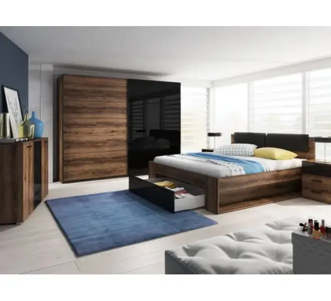 Szafa GALAXY przesuwna 2-drzwiowa z lustrem dąb monastery czarna 210x200x61cm - 24ZBEA67