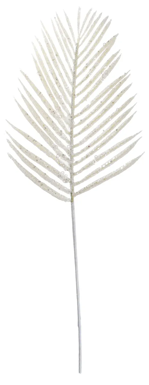 Liść biały brokatowy 8155