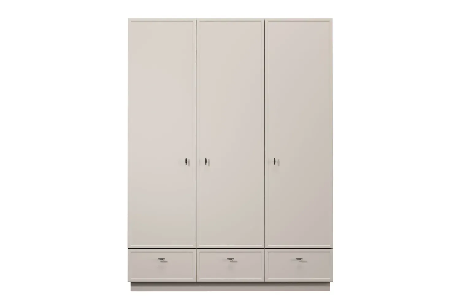 Szafa 3-drzwiowa z 3 szufladami LORINI 150 - cashmere T-bar czarny cokół - B_166716